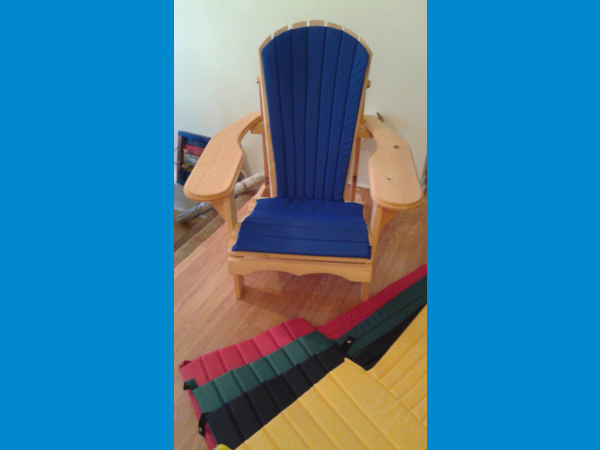 Bear Chair (raw pine) with custom-made cushion in variety of colours